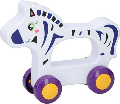 Lodër druri me rrota Lets Play Zebra, me dorezë të lezetshme, për kalamaj të vegjël, shumëngjyrëshe