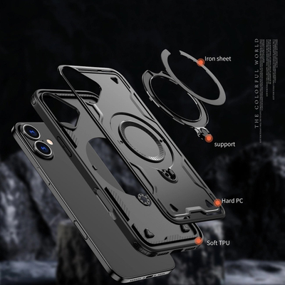 Mbrojtëse telefoni Hybrid Armor Trendy, MagSafe, për iPhone 16, e zezë