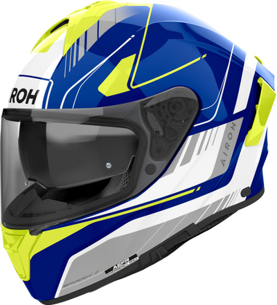 Helmetë moto Airoh Spark 2 Chrono, full face, madhësia L, blu e bardhë verdhë neon
