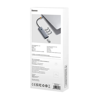 Hub USB C Baseus 11 në 1, 4K, PD 100W, gri metalik