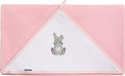 Peshqir me kapuç bebe Sensillo Terry Bunny, 100x100cm, pambuk, rozë