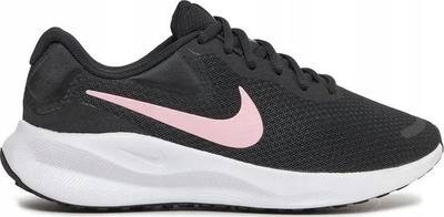 Atlete vrapimi Nike Revolution 7, shollë me shkumë, tekstil, të zeza me rozë