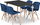 Set tavoline katrore ADRIA 120x80 me 4 karrige LAGO, tapiceri velvet navy, këmbë dru natyrale