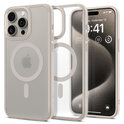 Mbështjellës për iPhone 15 Pro Max Spigen Ultra Hybrid MagSafe, i hirtë