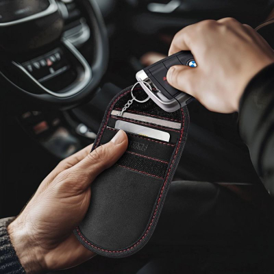 Çantë Faraday për çelsa Tech-Protect KLR100, bllokim RFID, Keyless Go, e zezë me të kuqe