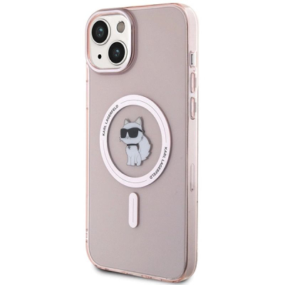 Mbulesë telefoni Karl Lagerfeld KLHMP15MHFCCNOP, për iPhone 15 Plus 14 Plus 6.7", MagSafe, rozë