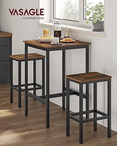 Tavolinë bar VASAGLE LBT25X, 60x60x90 cm, stil industrial, dru rustik