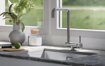 Rubinet kuzhine Ferro THETA II INOX, për lavaman nën dritare, grykë palosëse, inox