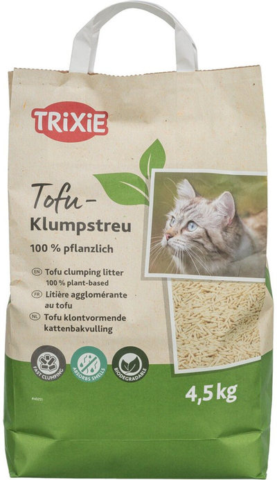 Хигиенски песок за мачки Trixie Tofu Klumpstreu, 100% растителен, 4.5kg, беж