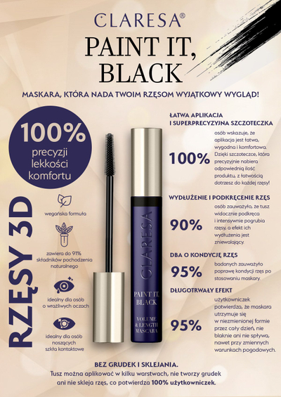 Маскара Claresa Paint It, волумен и должина, 10g, црна