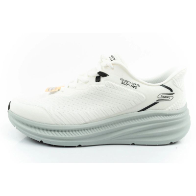 Atlete për burra Skechers Bobs Skillz Slip-Ins, me stof të ajrosur, shollë e butë e amortizume, të bardha