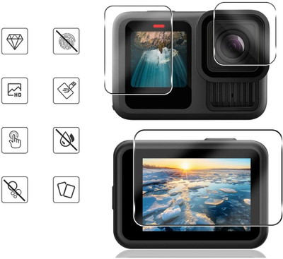 Xham mbrojtës Tech-Protect Glass Fit+, 2 copë, për GoPro Hero 9 10 11 12, transparent