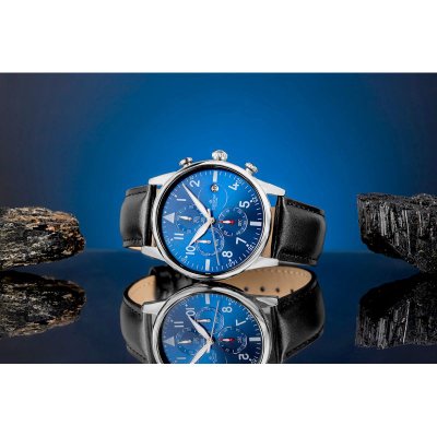 Orë dore meshkujsh Giewont GW5630-A3, kronograf, xham safir, e zezë blu