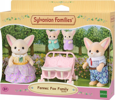 Set lodrash Epoch Sylvanian Families Fennec Fox Family, familje dhelprash Fennec, figura koleksionare
