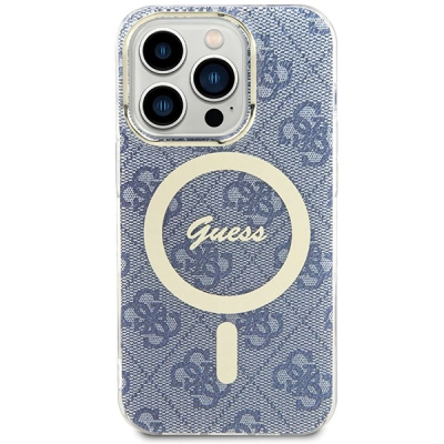 Kapak telefoni Guess IML 4G MagSafe për iPhone 15 Pro Max, 6.7", blu