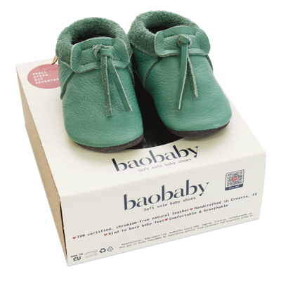 Këpucë bebe Baobaby Mokasine, lëkurë natyrale, madhësia XS, mente