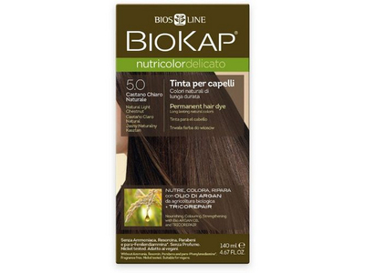 Ngjyrë për flokë Biokap NUTRICOLOR DELICATO, 5.0 Chestnut natural light, 140 ml
