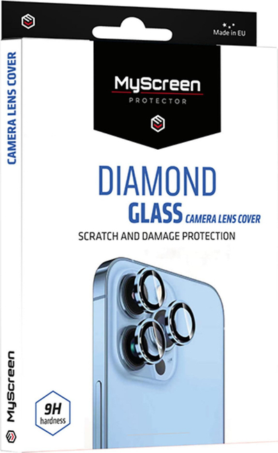 Mbrojtës kamere MyScreen Diamond Glass për iPhone 15 Pro 6.1\" dhe 15 Pro Max 6.7\", xham i temperuar, i zi