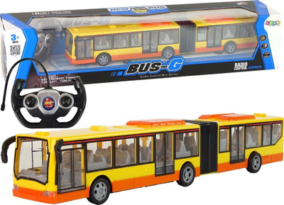 Lodër autobus me telekomandë Leantoys Bus G, i thyer në mes, për kalamaj 3+, verdhë me portokalli