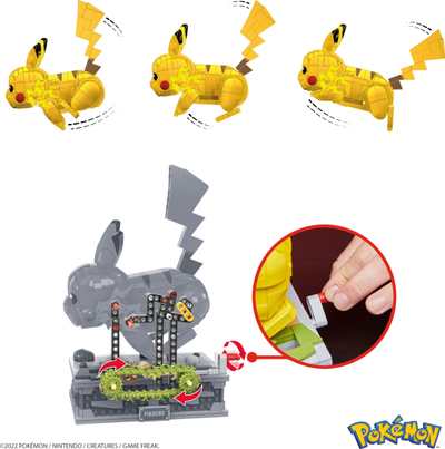 Set ndërtimi MEGA Pokémon Motion Pikachu, 1095 copa, model koleksion, i verdhë