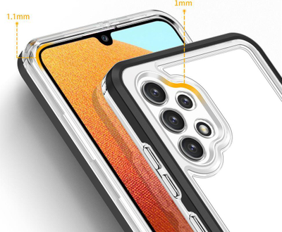 Këllëf telefoni Clear 3in1 për Samsung Galaxy A72 4G, kundra rënjeve, transparent, me kornizë të zezë