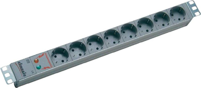Prizë zgjatuese Bachmann 19\", 8x Schuko, 2m, ngjyrë argjendi