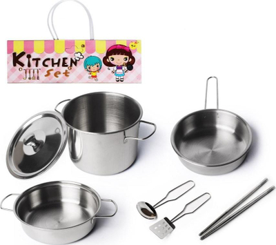 Set kuzhine lodër Metal Pot, prej metali, për kalamajt, ngjyrë argjendtë