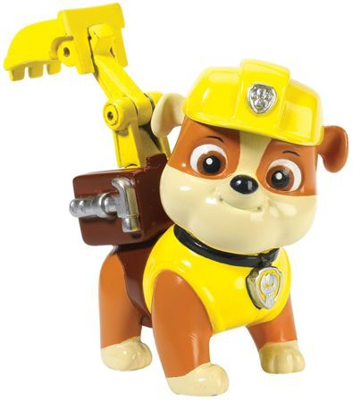 Lodër figurë Paw Patrol Rubble Action Pack Pup &amp; Badge, me badge, plastike, e verdhë