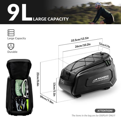 Çantë bagazhi biçiklete Rockbros Rear Pannier, 9L, rezistente ndaj ujit, e zezë