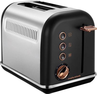 Тостер Morphy Richards Accents, 2 парчиња, функција одмрзнување, црн мат со розе голд
