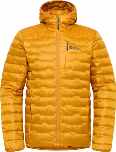 Зимска јакна Jack Wolfskin Passamani Down Hoody M, со капуљача, за мажи, портокалова и жолта