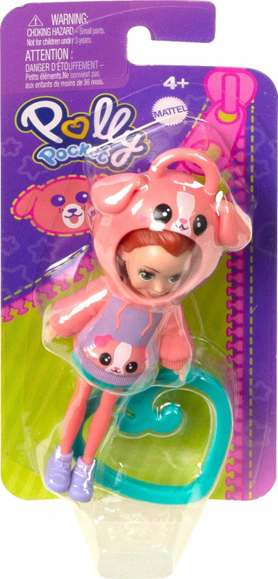 Kukull Polly Pocket Mattel Friends With Hoodie, me kapëse zemre, për kalamaj 3+, shumëngjyrëshe