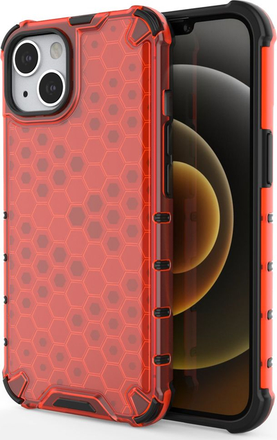 Mbrojtëse telefoni Honeycomb Armored Case për iPhone 13, me kornizë xheli, e kuqe