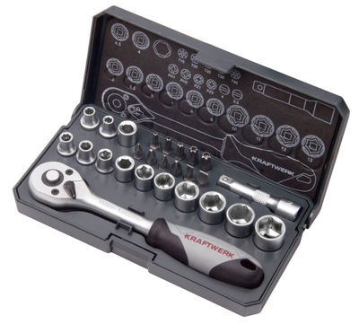 Set çelësa dhe fole Kraftwerk 204.100.000, Basic, 1/4", 26 pjesë