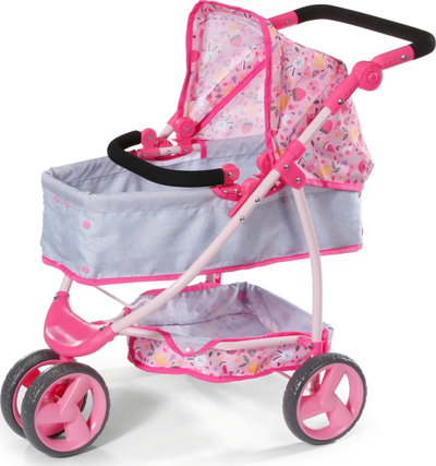 Karrocë lodër për kukulla Baby Born Pram, me kapuç, shportë poshtë, rozë