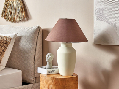 Lampë tavoline RODEIRO Ceramic Light, qeramike, 52cm, bezhë e çelët