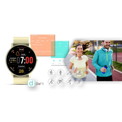 Smartwatch Giewont GW120-6, ekran me ngjyra, matje aktiviteti, ngjyrë ecru