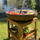 Vatër zjarri për kopsht Heat Plancha Bakka HBBQ.002, tas çeliku 80 cm, me plancha dhe rafte, ngjyrë ndryshk
