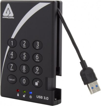 Hard disk i jashtëm Apricorn Aegis Padlock A25 3PL256 2000, 2TB, USB 3.0, i zi