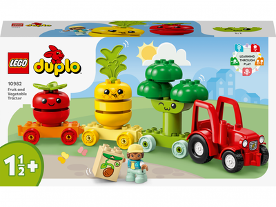 Set lodrash Lego Duplo First Fruit and Vegetable Tractor 10982, për fëmijë 18+ muaj, shumëngjyrësh