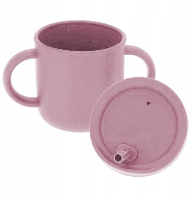 Силиконска чаша за деца со цевка, 0.25L, Ø12 x 10.5 cm, розова