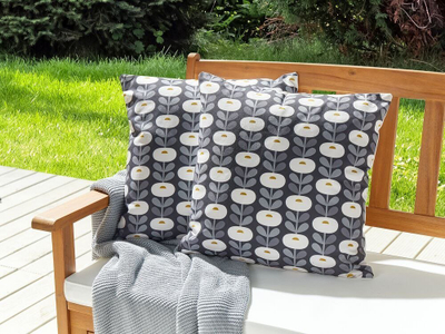 Set jastëkësh për kopsht, 45 x 45 cm, poliester, që s’i hyn uji, gri me model gjeometrik