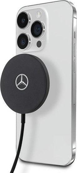 База за безжично полнење Mercedes Benz, со лого, црна