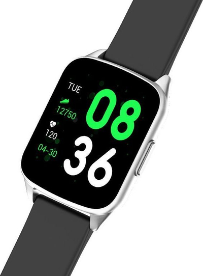 Smartwatch G. Rossi SW009-5, ekran TFT HD, IP67, argjendtë me të zezë