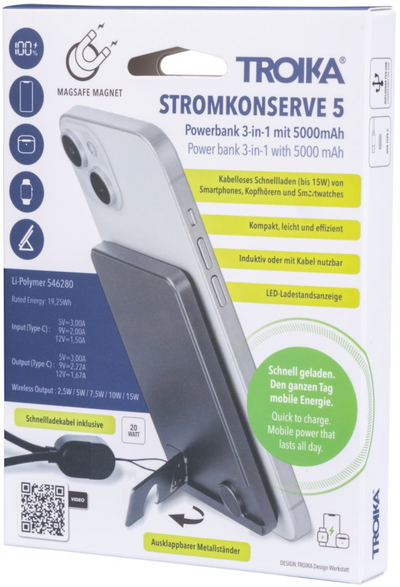 Powerbanku Troika POP50, 5000 mAh, MagSafe, 15W, i zi
