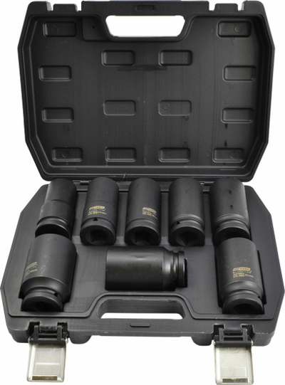 Set çelësash goditës AWTools Black Line, 3/4", 8 copë, i zi