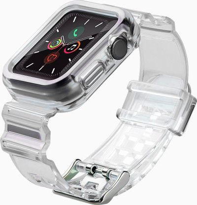 Set rrip dhe kasë Strap Light për Apple Watch 42/44mm, TPU, gri e tejdukshme