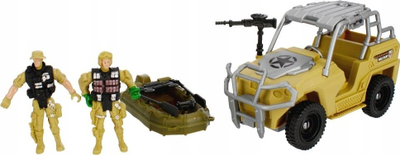Set lodrash ushtarake Mega Creative 481700, makinë off road, figura ushtarësh, bezhë