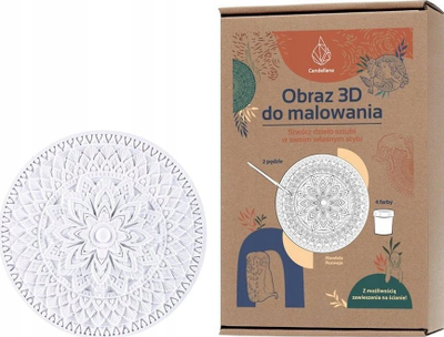 Set pikture 3D Candelana Mandala of Development, dekor gipsi për lyerje, i bardhë