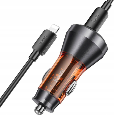 Karikues makine HOCO NZ12C, 2x Type C 60W, ekran digjital, portokalli transparent